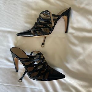Gaia D’Este Black Cage Heels | Made in Italy | Pointed Toe Pumps Great Condition